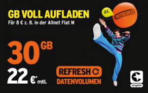 Mann mit Ballons. Refresh-Aktion. Datenvolumen wieder voll aufladen