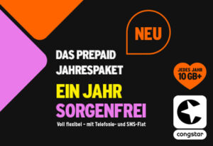 congstar Prepaid Jahrespaket. Ein Jahr Sorgenfrei